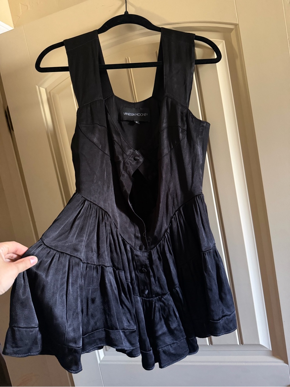 Vanessa Mooney Black Elisabeth Button-Front Romper